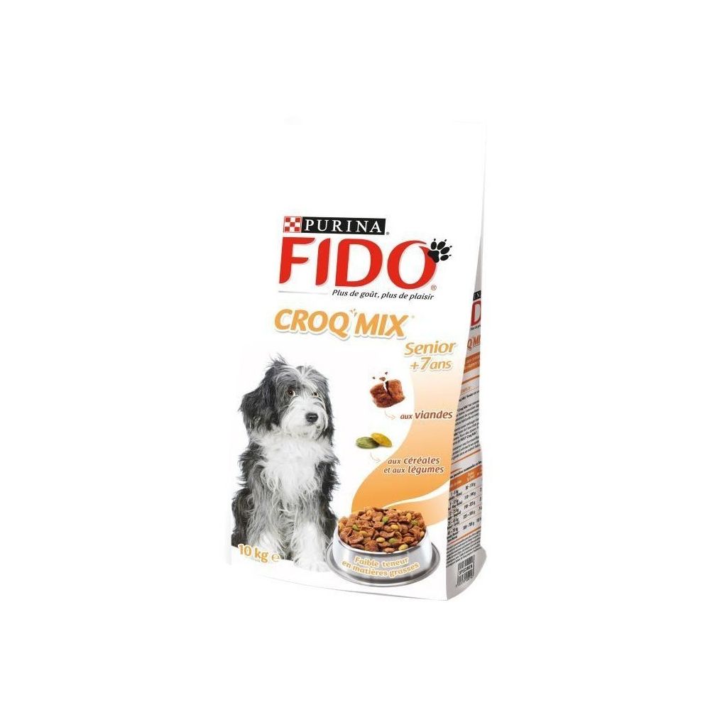 Fido - FIDO Croq'Mix aux viandes, céréales et légumes - Pour chien senior +7 ans - 10kg (x1). - Croquettes pour chien