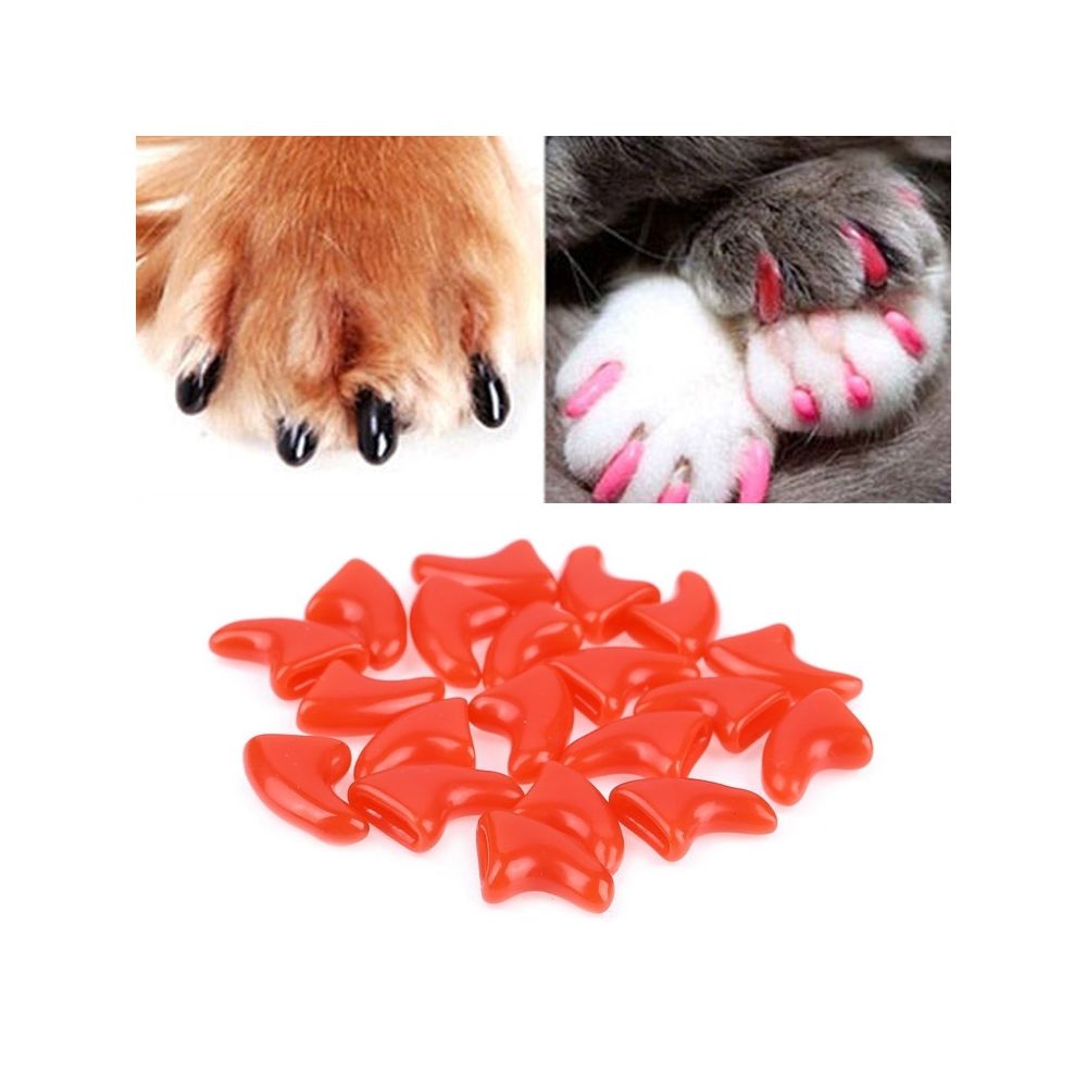 Wewoo - 20 PCS Silicone Soft Cat Nail Caps / Griffe de patte de chat / Protecteur d'ongles pour animaux de compagnie / Cache-ongles de chatTaille L Rouge - Hygiène et soin pour chat