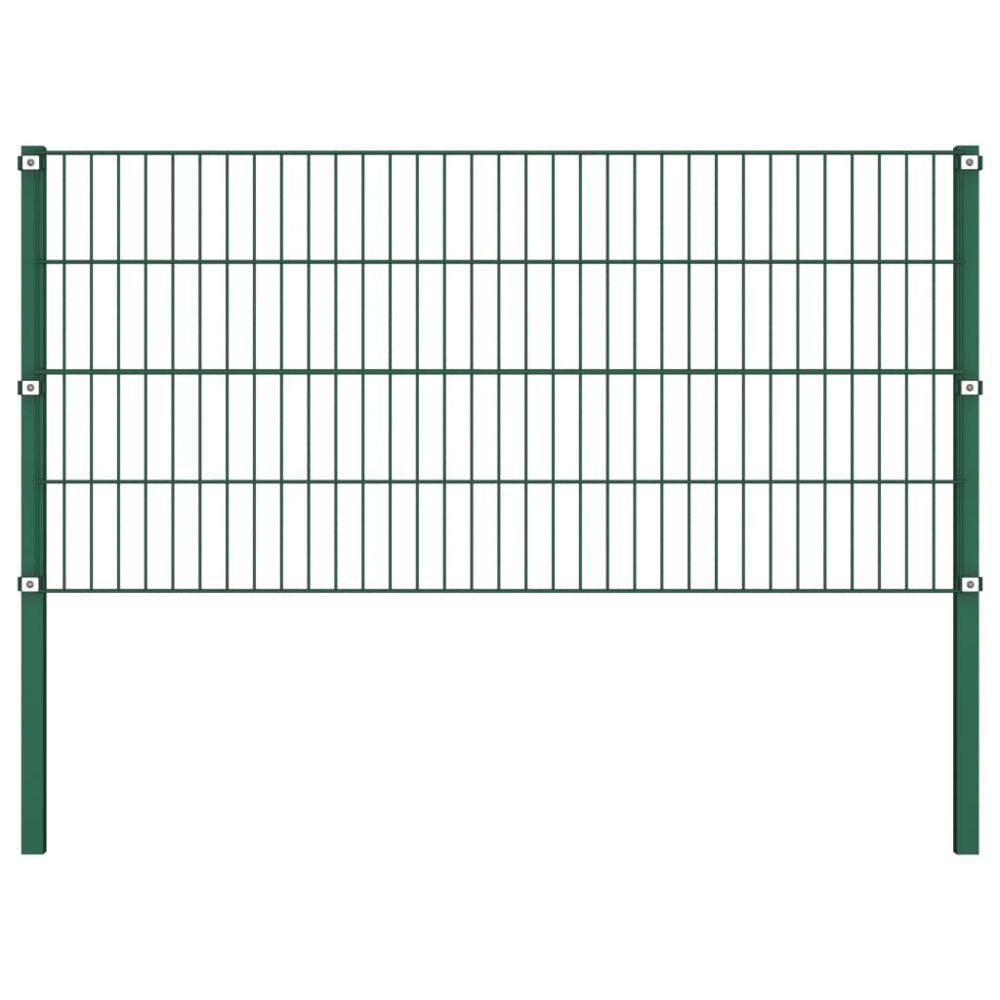 Vidaxl - vidaXL Panneau de clôture avec poteaux Fer 1,7 x 0,8 m Vert - Clôture en fer