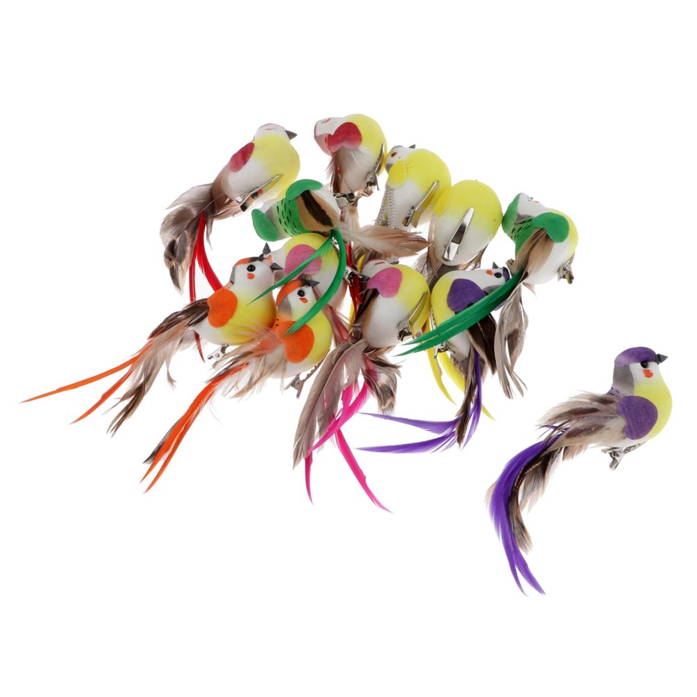 marque generique - 12pcs oiseaux de plumes de mousse artificielle artisanat décor de jardin de maison avec clip - Petite déco d'exterieur