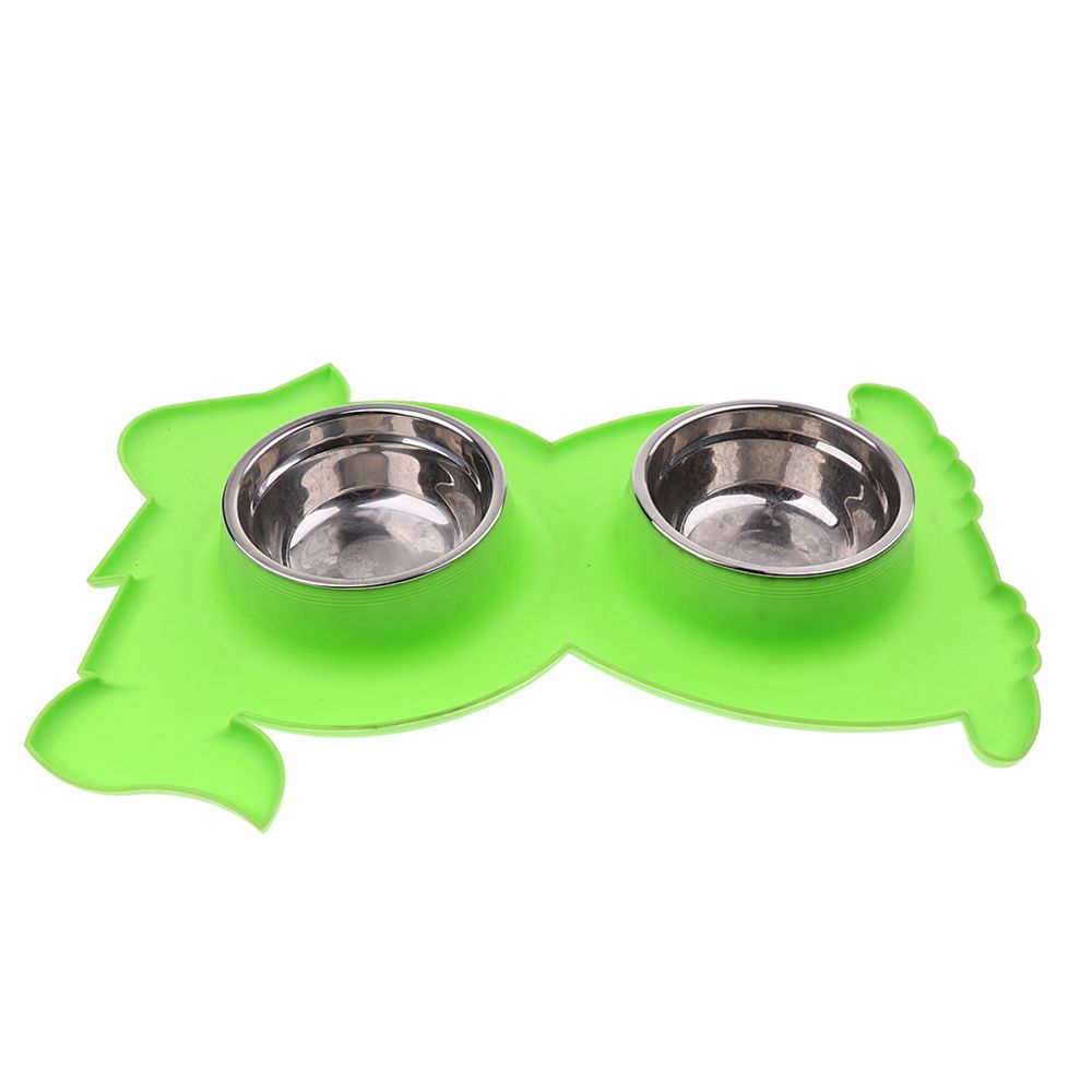 marque generique - animal de compagnie non-déversement et antidérapant bol double chien chat nourriture eau alimentation verte - Accessoires basse-cour