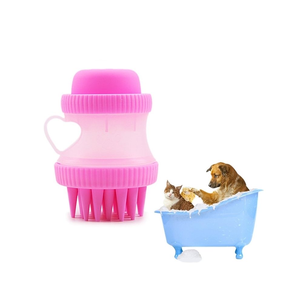 Wewoo - Brosse de massage multi-fonctions PP rose + Silicone Pet Bath avec rangement en mousse de bain, Taille: 8 * 11cm - Hygiène et soin pour chat