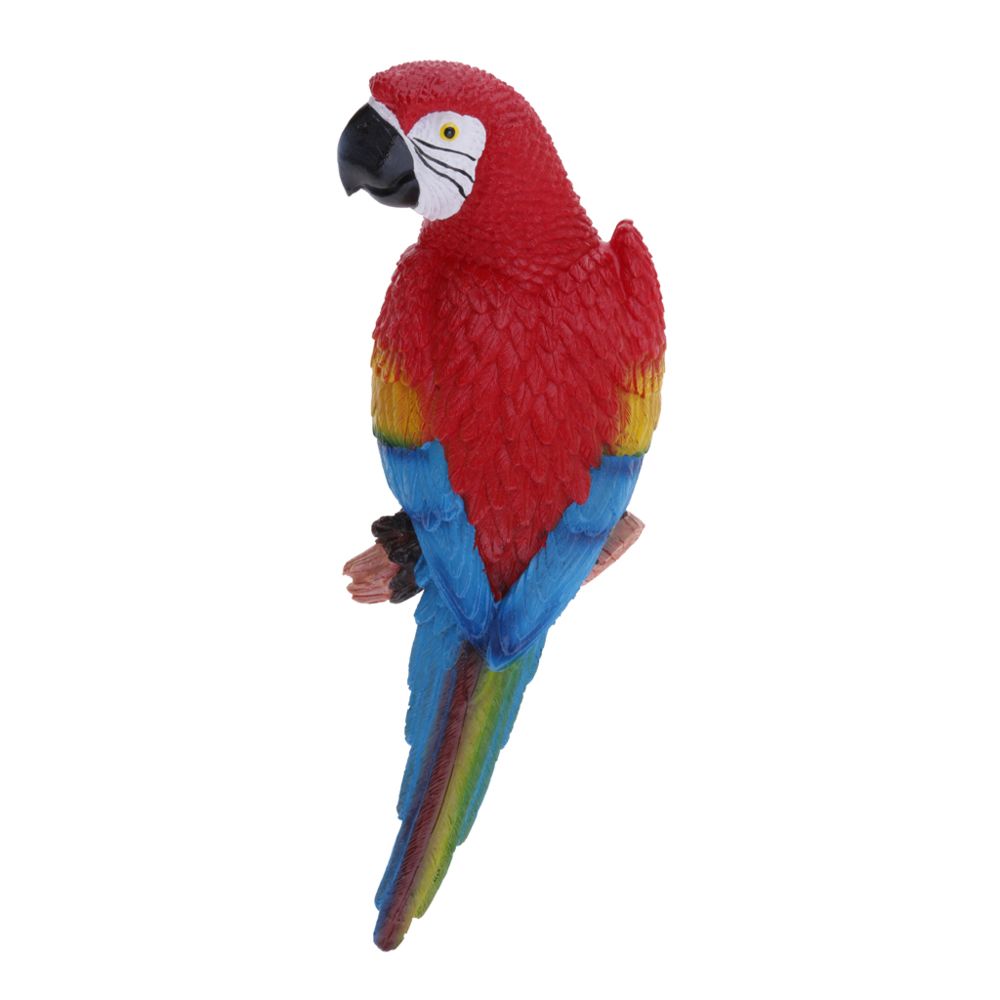 marque generique - perroquet réaliste résine oiseau ornement animal suspendu 31cm look gauche rouge - Petite déco d'exterieur