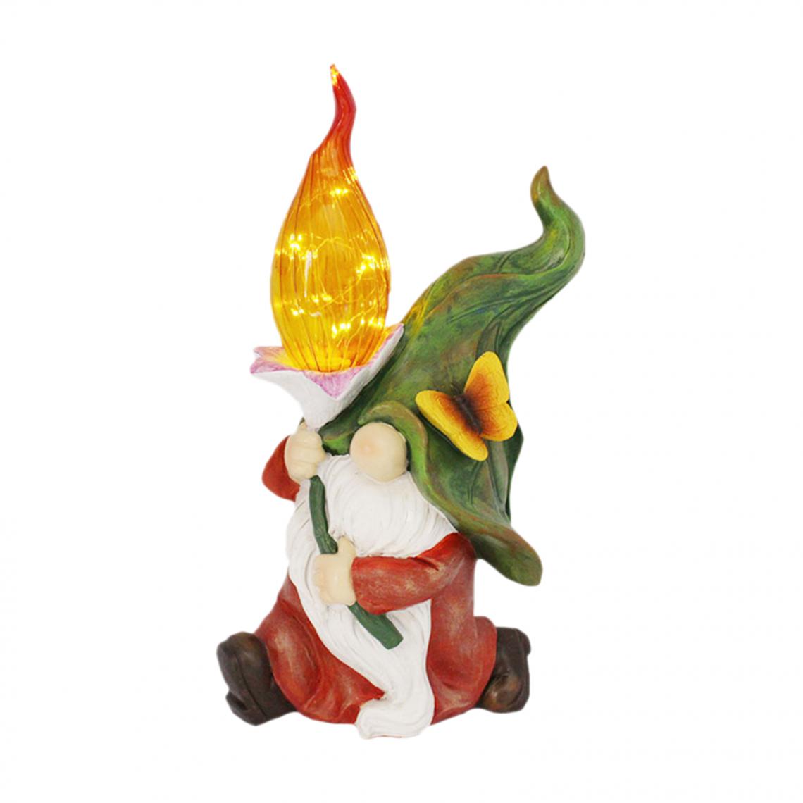 marque generique - Jardin Gnome Statue Résine Gnome Figurine Résine Gnome Figurine avec Solaire LED Feux En Plein Air D'hiver Décorations - Petite déco d'exterieur