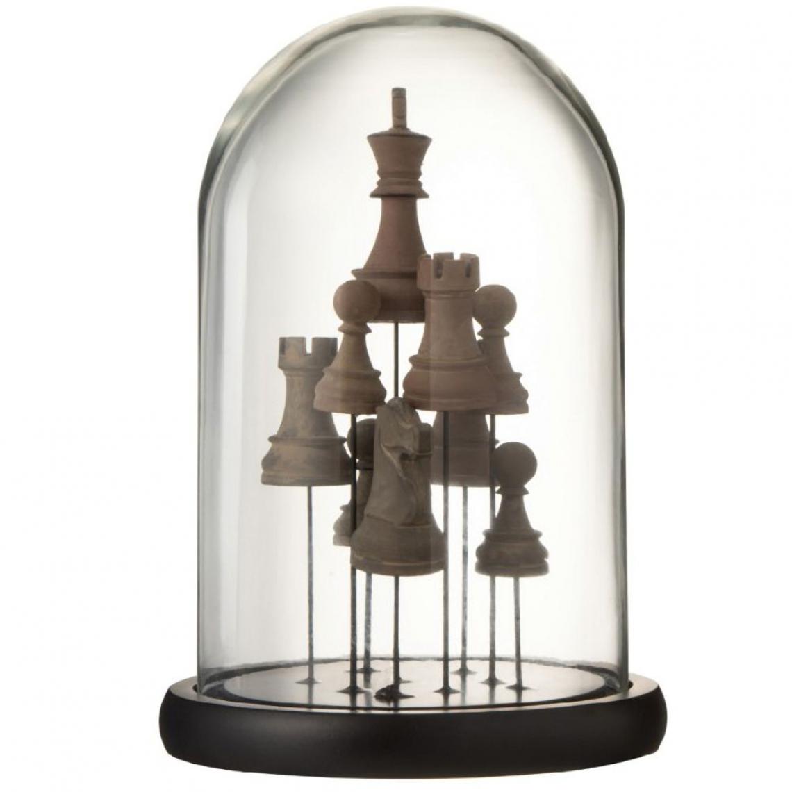 JOLIPA - Statuettes pièces d'échecs sous cloche en verre - Petite déco d'exterieur
