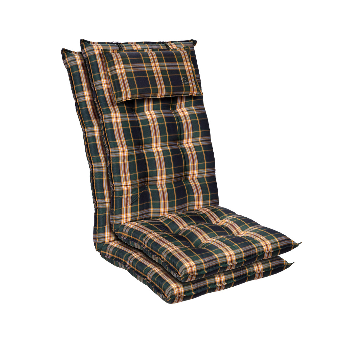 Blumfeldt - Coussin - Blumfeldt Sylt - Pour chaise de jardin à dossier haut avec appuie-tête - Polyester - 50x120x9cm - Lot de 2 - Vert/Jaune - Coussins, galettes de jardin