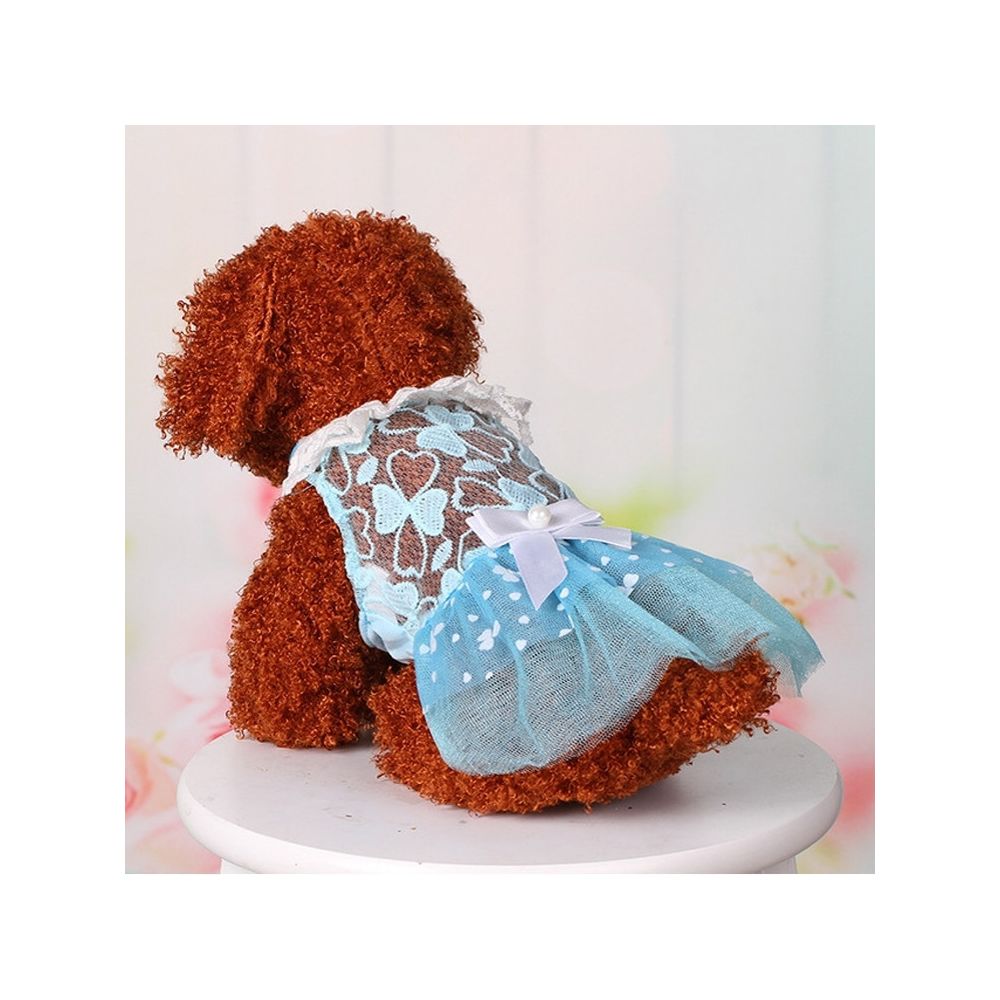 Wewoo - AB060 Joli Robe De Chat En Dentelle De Mariage Jupes Robes Pour Costume De Fête AnimauxTaille L Bleu - Vêtement pour chien
