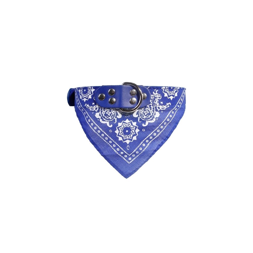 Wewoo - Bandana réglable pour chien en cuir imprimé foulard souple à col chiottaille M bleu - Accessoires chien de chasse