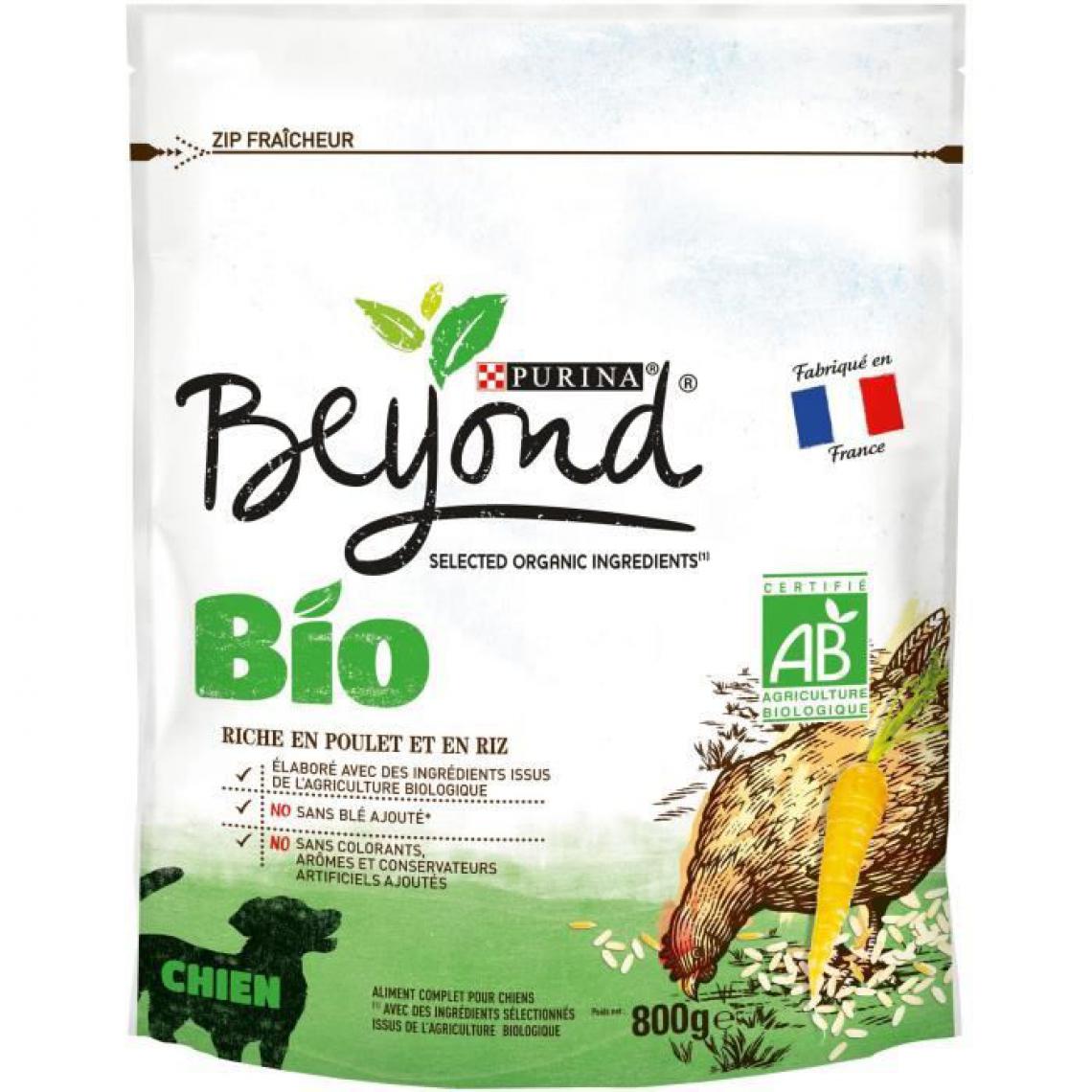 Beyond - Croquettes riches en poulet et riz Bio - Pour chien adulte - 800 g - Croquettes pour chien