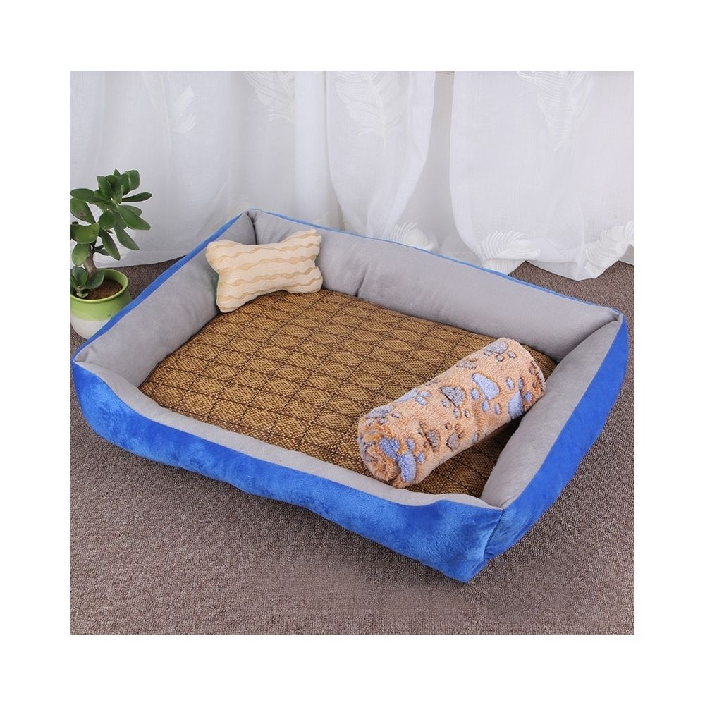 Wewoo - Panier pour chien Coussin tapis de chat, avec en rotin et couverture Taille: S, 60 × 45 × 15 cm (gris clair) - Corbeille pour chien