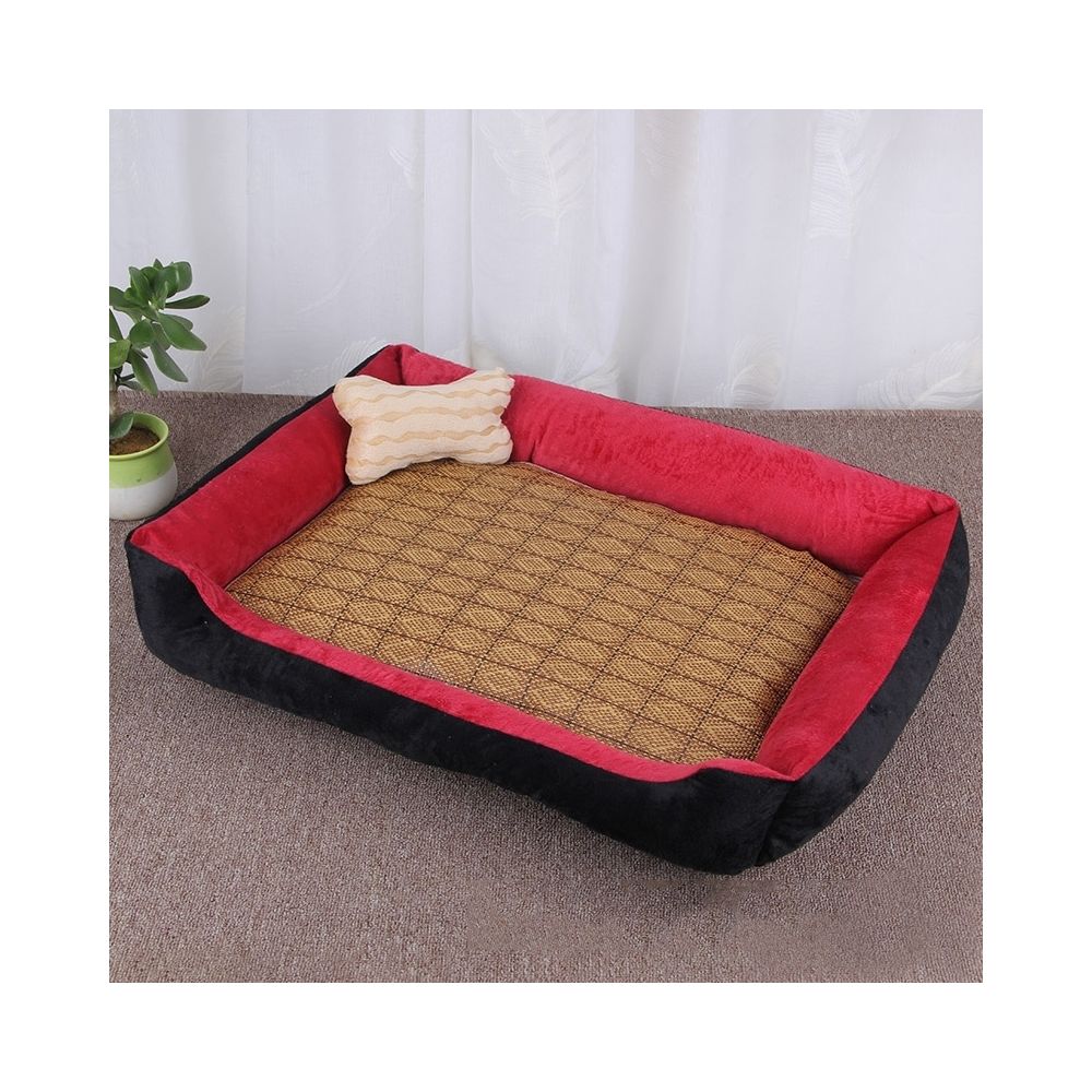 Wewoo - Panier pour chien Coussin tapis de chat pour avec motif en rotin Taille: XXL, 120 × 90 × 18 cm (Noir Rouge) - Corbeille pour chien