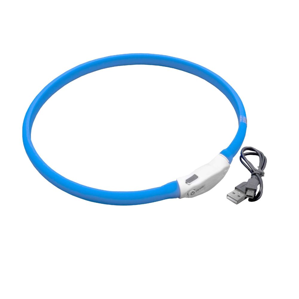 Vhbw - vhbw Collier pour chien LED bleu allumé USB rechargeable 3 modes flash 65cm - Collier pour chat