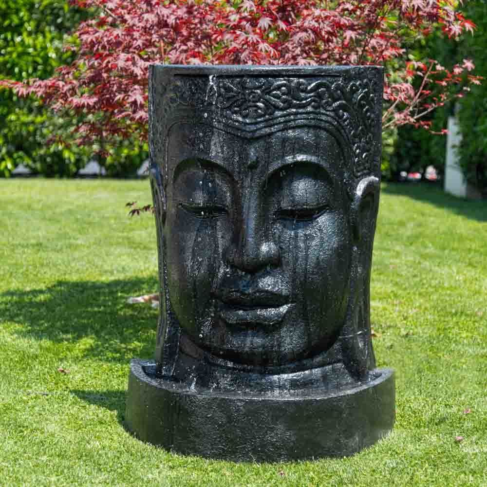 Wanda Collection - Fontaine de jardin mur d'eau visage de Bouddha 1 m 20 noir - Fontaine de jardin, puit