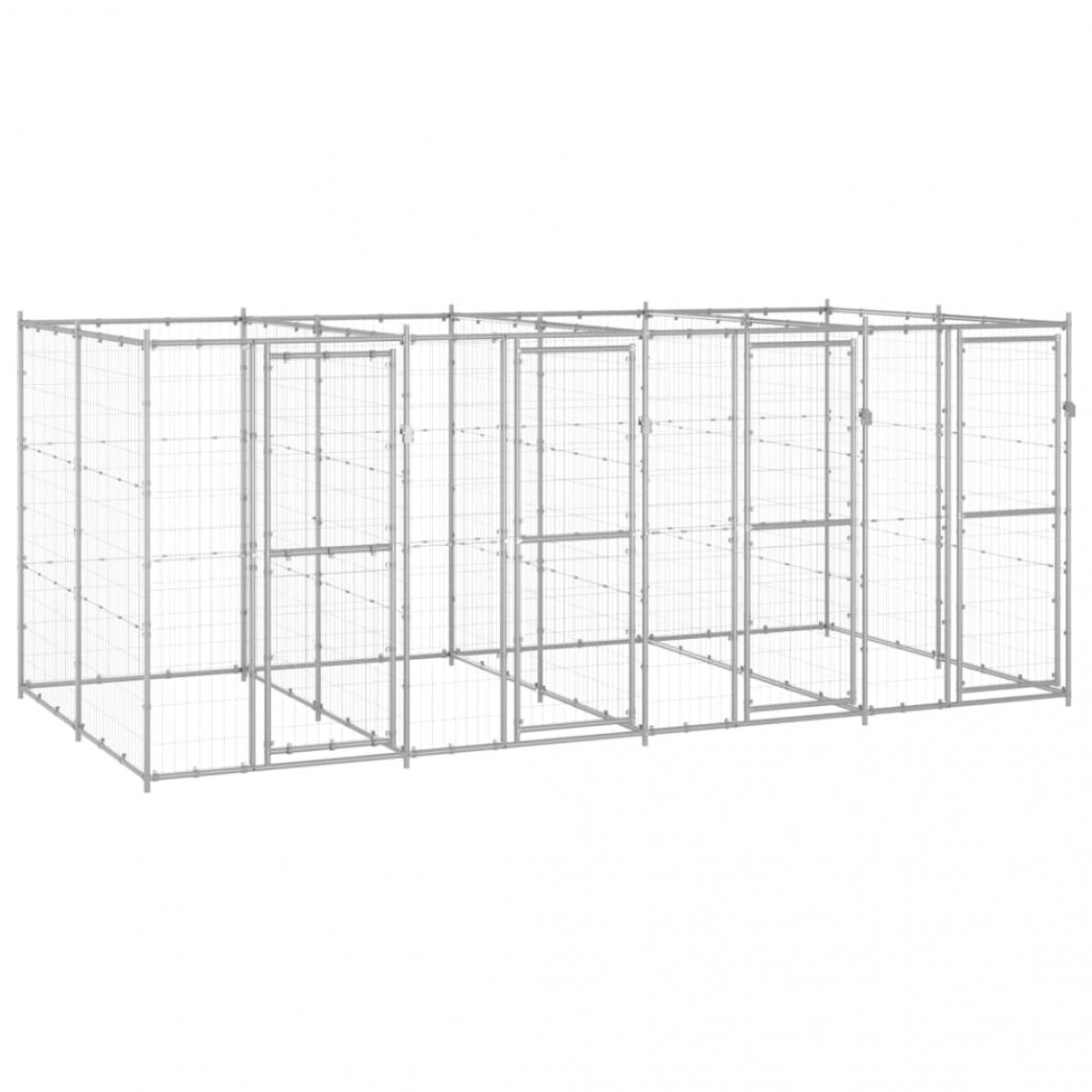 Helloshop26 - Chenil extérieur cage enclos parc animaux chien extérieur acier galvanisé 9,68 m² 02_0000430 - Clôture pour chien
