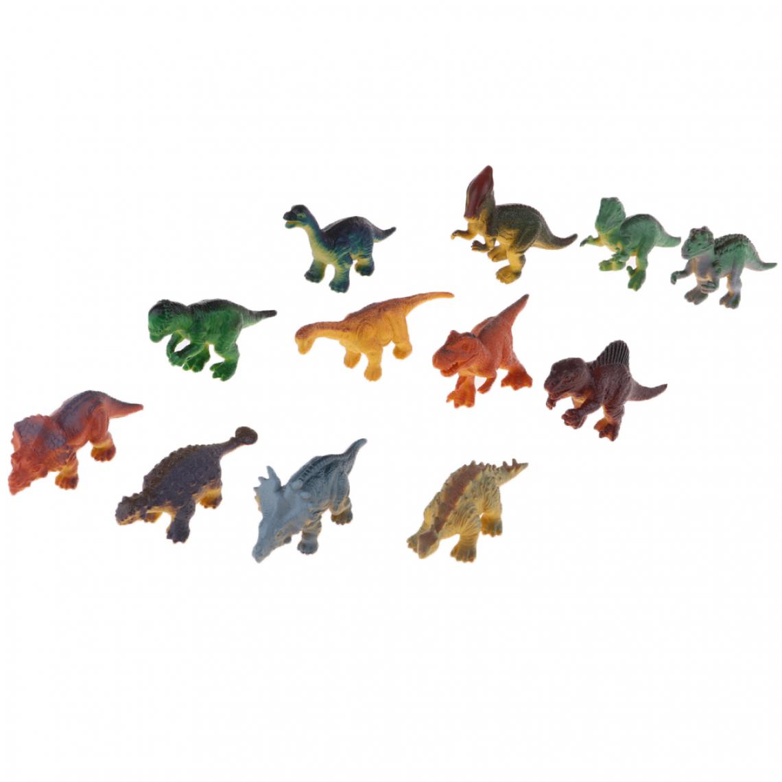 marque generique - 12 Pièces Mini Dinosaures Jurassic Figurines en Plastique Modèle Animal Enfants Jouets - Jouet pour chien