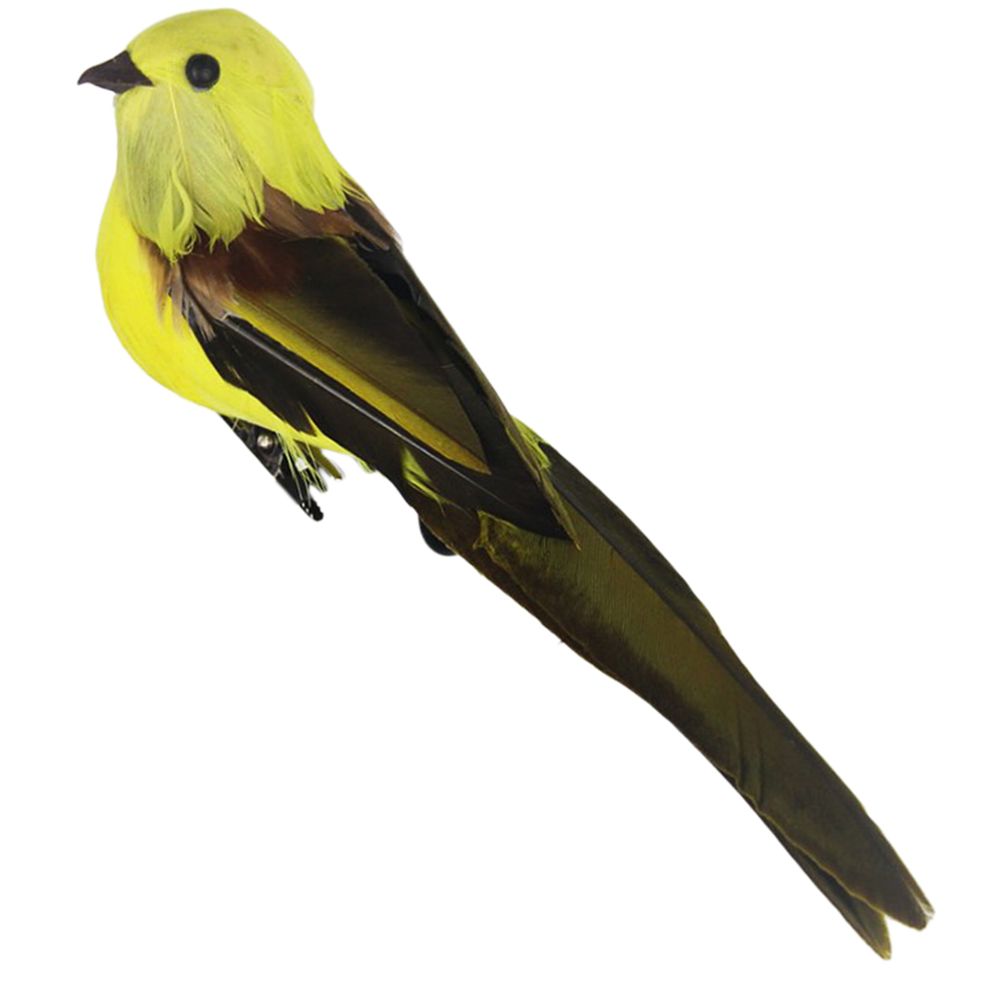 marque generique - Couleurs oiseaux de mousse de plume artificielle avec pince jardin décor de jardin jaune - Petite déco d'exterieur