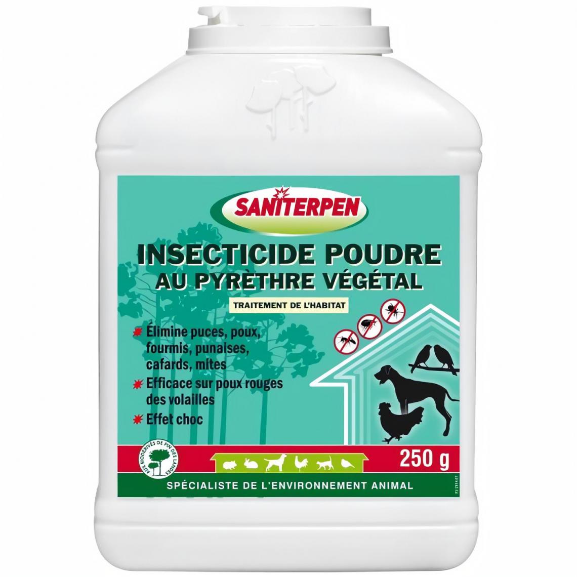 Saniterpen - SANITERPEN Insecticide PDR Pyrethre - Pour l'habitat et l'environnement de l'animal - 250 g - Traitement de l'eau pour aquarium