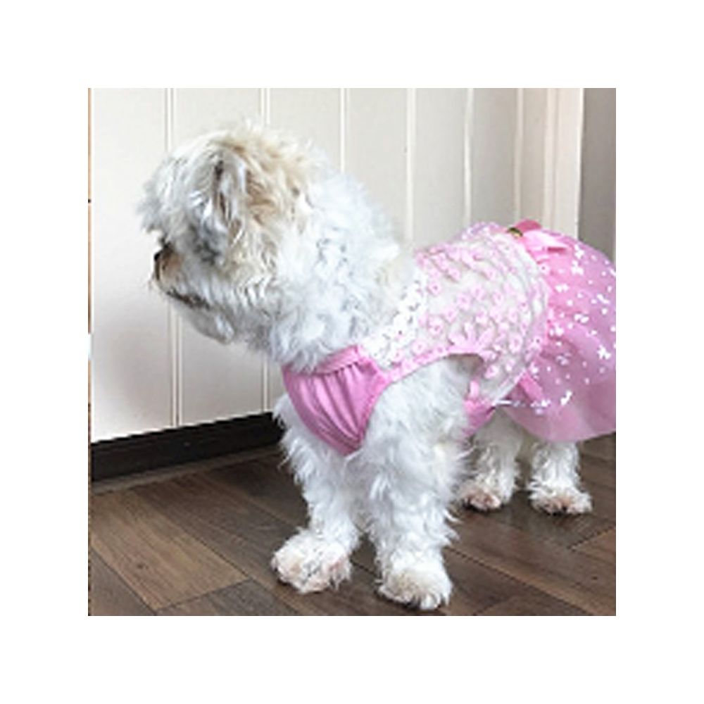 Wewoo - AB060 Belle robe de chat en dentelle de mariage Jupes Robes pour Costume de fête des animauxTaille L Rose - Vêtement pour chien