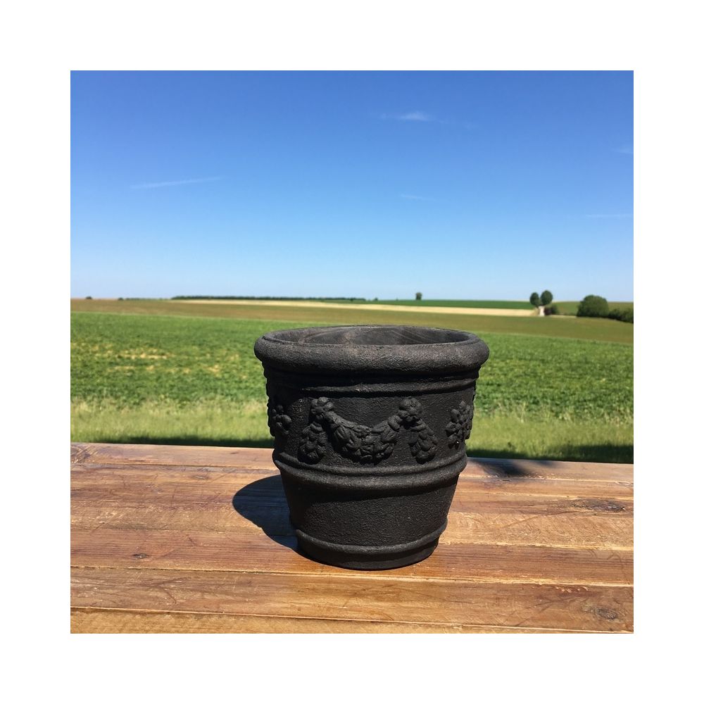 L'Originale Deco - Pot Cache Pot Style Ancien Antique de Charme Terre Cuite ø 15.50 cm x 14.50 cm - Poterie, bac à fleurs
