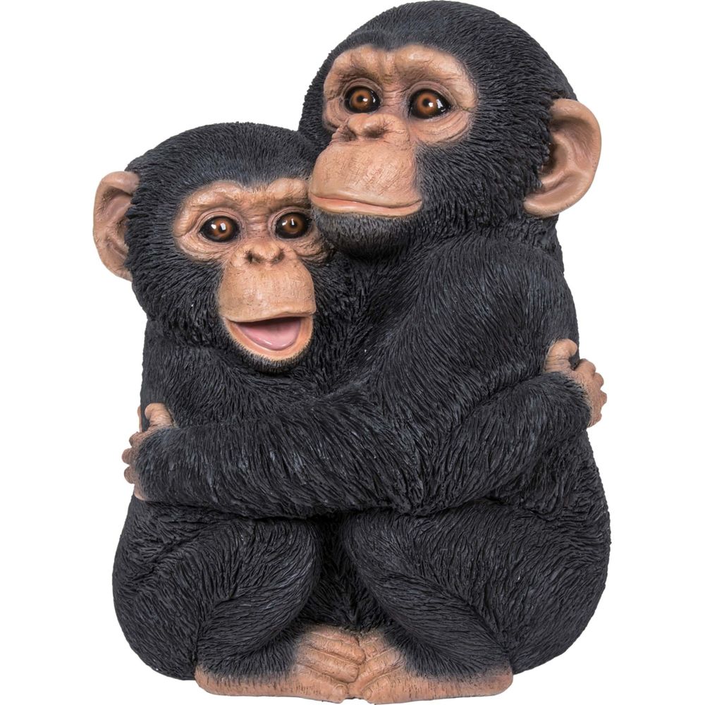 Vivid Arts - Chimpanzés enlacés en résine 35 cm - Petite déco d'exterieur