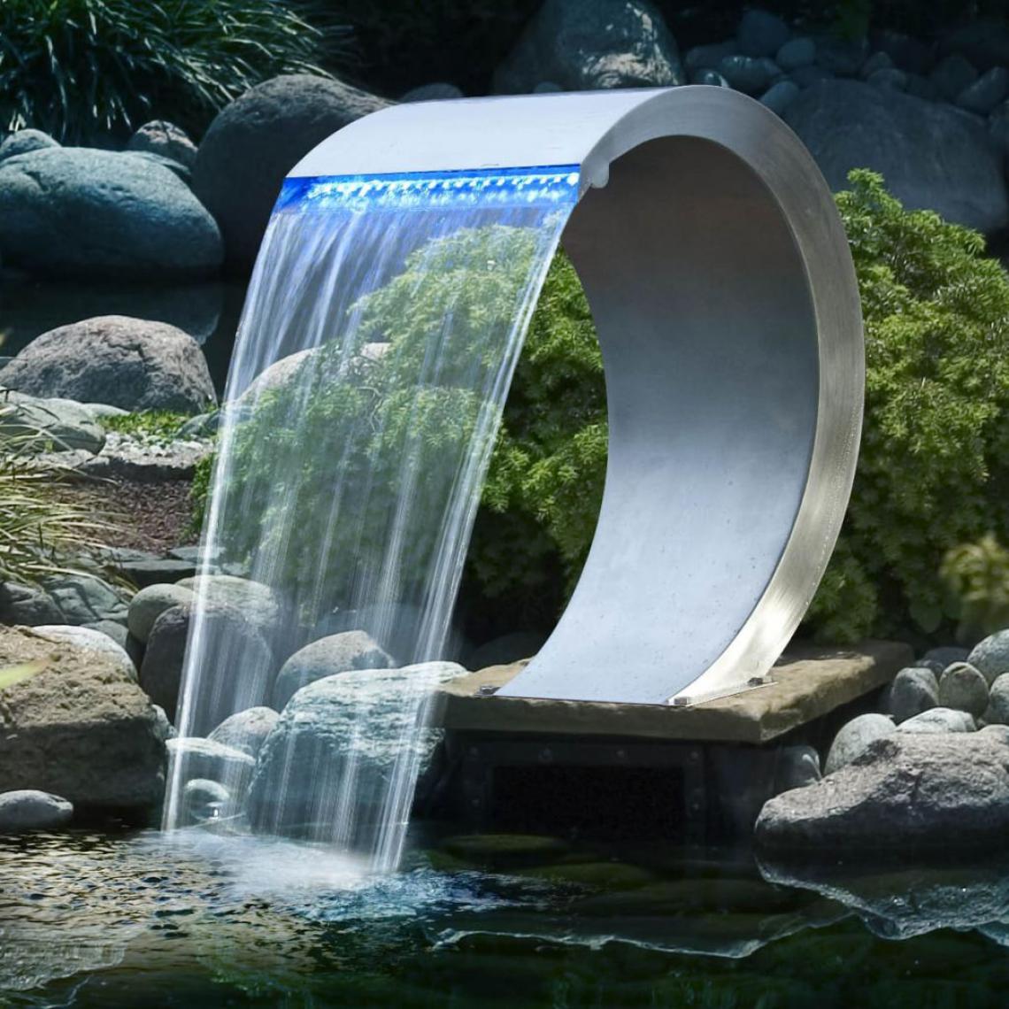Icaverne - sublime Fontaines et bassins ligne Paris Ubbink Mamba Cascade en acier inoxydable avec LED - Fontaine de jardin, puit