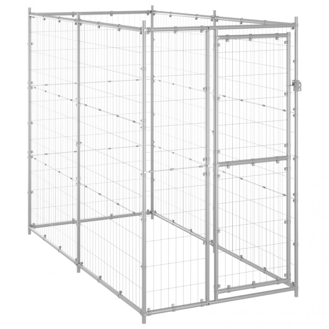 Helloshop26 - Chenil extérieur cage enclos parc animaux chien extérieur pour chiens acier galvanisé 110 x 220 x 180 cm 02_0000469 - Clôture pour chien