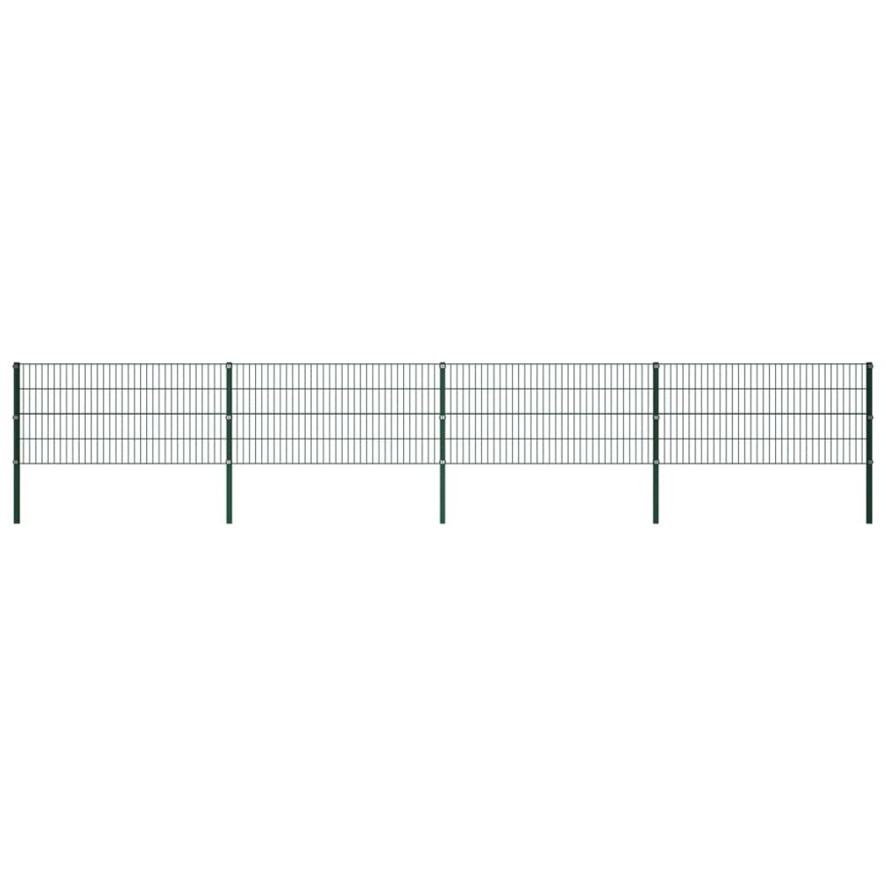 Vidaxl - vidaXL Panneau de clôture avec poteaux Fer 6,8 x 0,8 m Vert - Clôture en fer