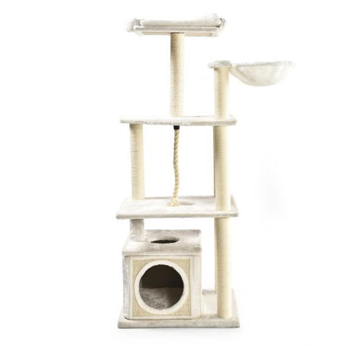 Cstore - Grand Arbre a chat avec niche - 108 x 60 x H.178 cm - Blanc - Arbre à chat
