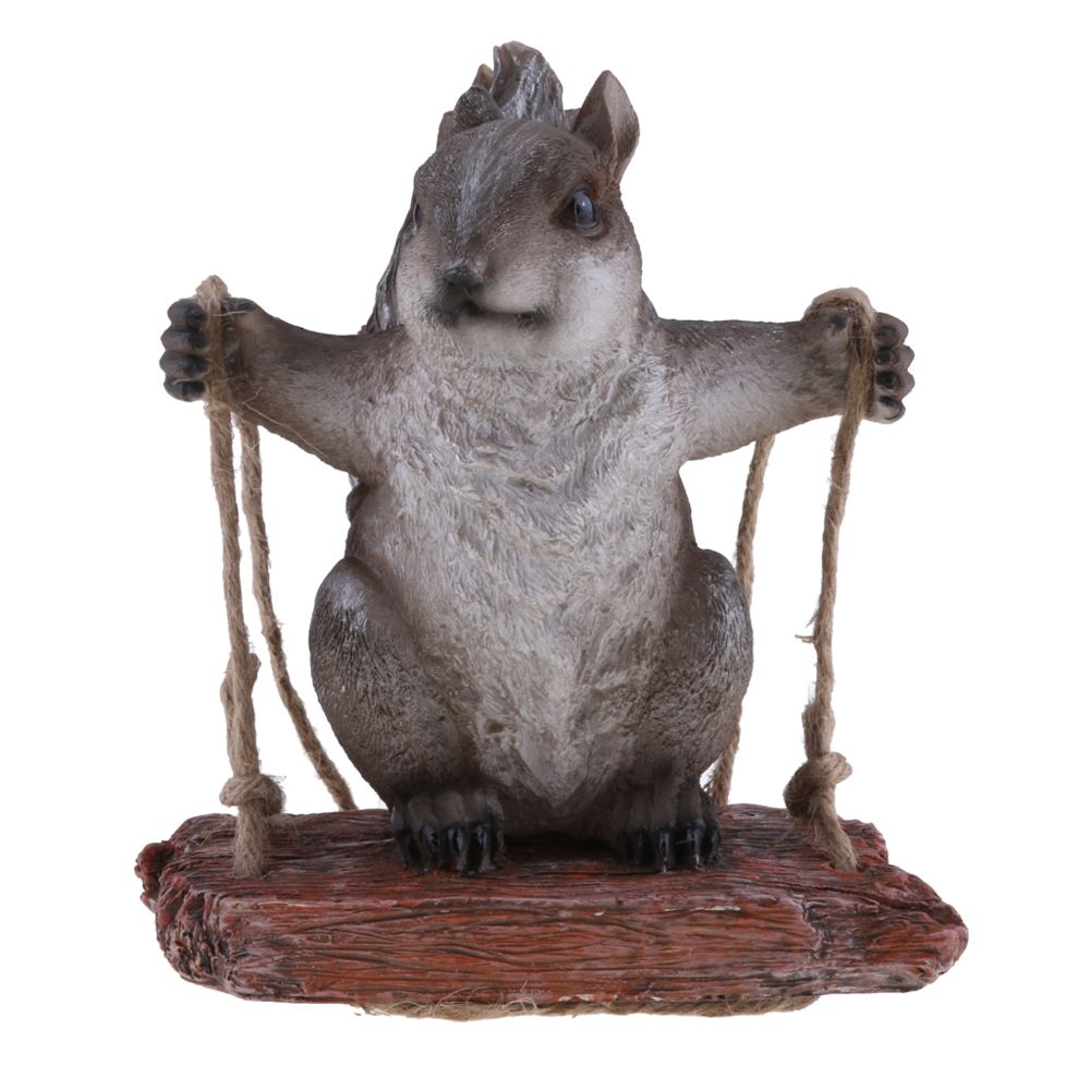 marque generique - résine simulation swing animal figurine jardin ornement décor gris écureuil - Petite déco d'exterieur