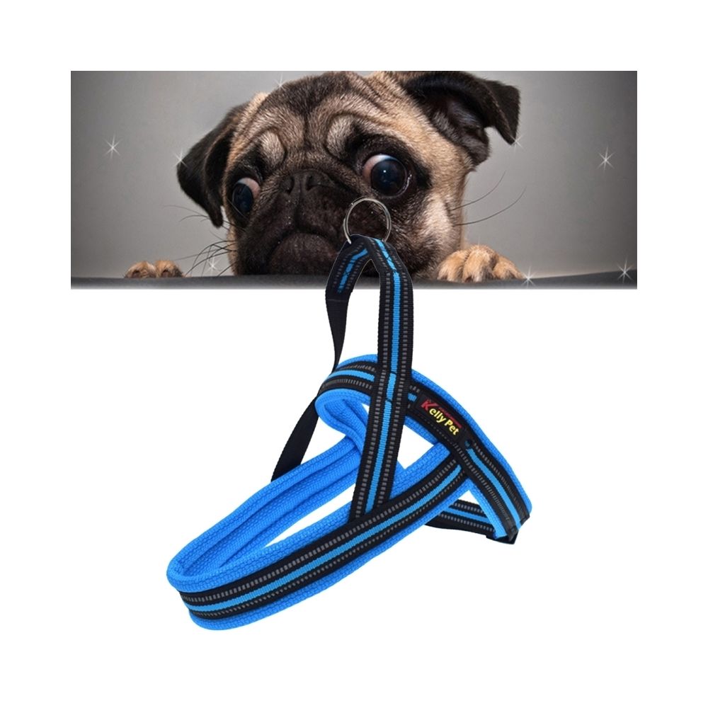 Wewoo - Pour Animal de compagnie Chiens bleu A7 Réfléchissant Polyester Poitrine Harnais Laisse Traction Big Dogs Chaîne de Sécurité Collier de Corde, Taille: L, 2.5 * 68 * 84 cm Pet - Laisse pour chien
