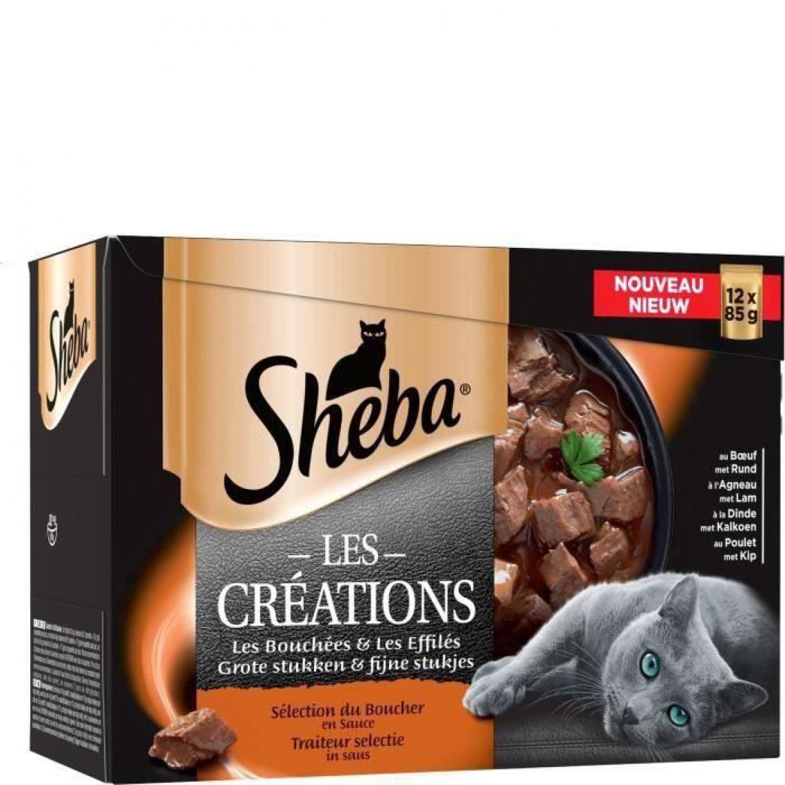 Sheba - Lot de 4 Sachets fraîcheur en sauce sélection du boucher 12 x 85 g - Alimentation humide pour chat
