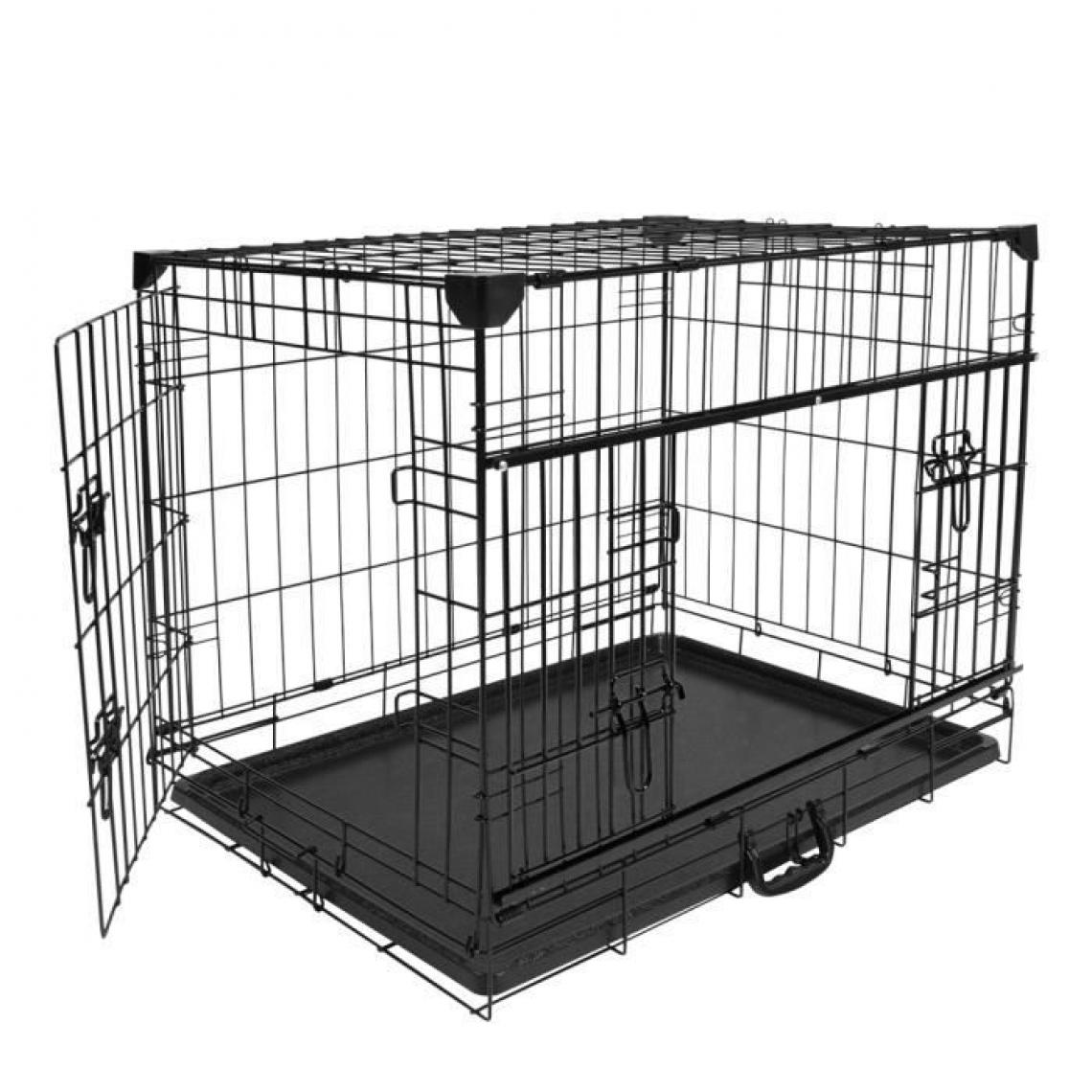 Duvo - DUVO+ Cage Fer Ninja Edition avec porte coulissante 122 x 76 x 84 cm - 17,4 kg - Noir - Pour chien - Equipement de transport pour chat
