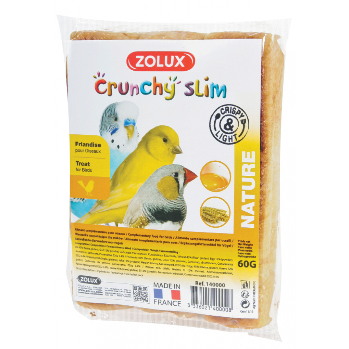 Zolux - Friandises pour oiseaux Crunchy slim 3x20gr - Accessoires basse-cour