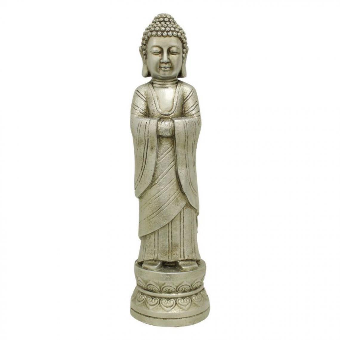 Paris Prix - Statuette Déco Bouddha Debout 68cm Argent - Petite déco d'exterieur