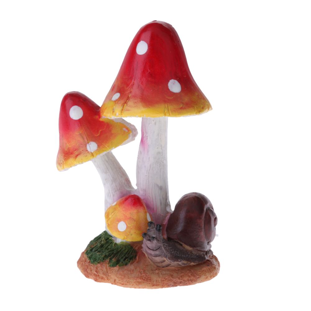 marque generique - résine fée jardin ornement miniature décor escargot rouge champignon - Petite déco d'exterieur
