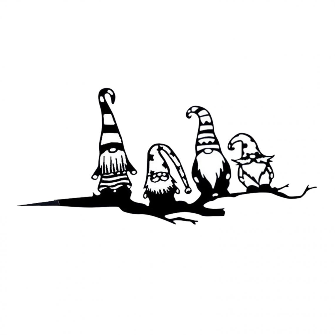marque generique - Métalliques Gnome Lutin Nains Jardin Silhouette Mur Arbre Clôture Fée de Pâques Décoratif Maison Chalet Coupole Cour - Petite déco d'exterieur