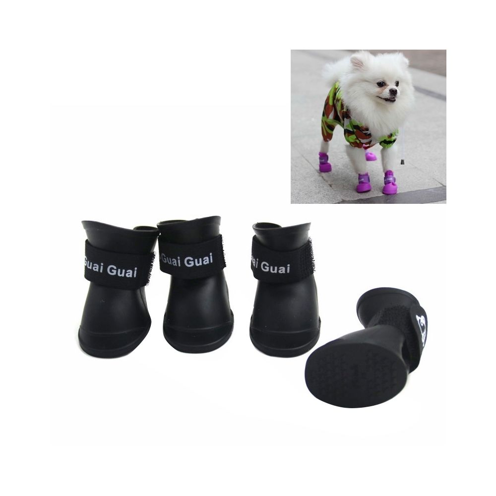 Wewoo - Belles chaussures chien chiot couleur noir bonbon de bottes en caoutchouc imperméables de pluie, L, taille: 5,7 x 4,7 cm - Vêtement pour chien