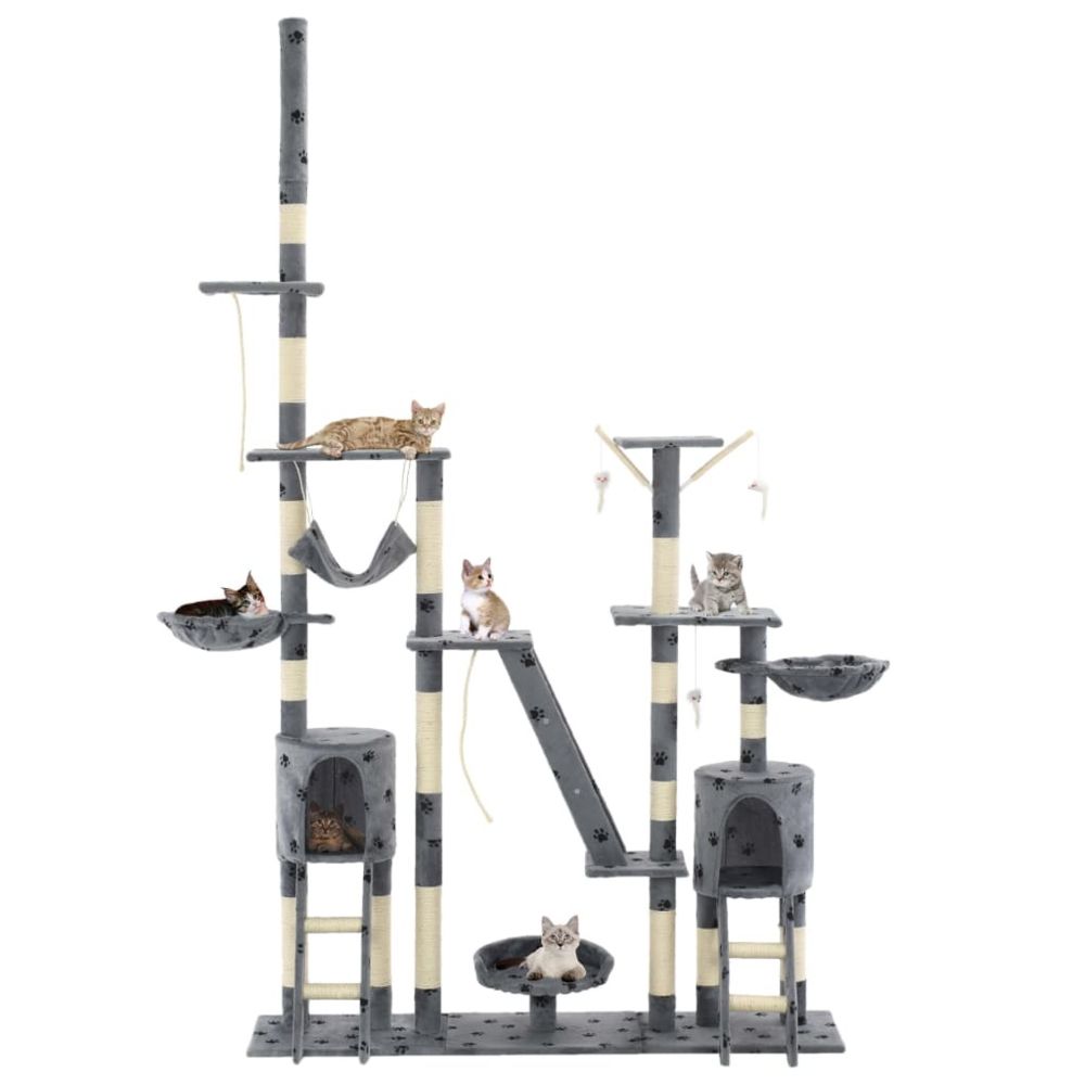 marque generique - Esthetique Accessoires pour chats gamme Bogota Arbre à chat et griffoirs 230-250 cm Empreintes de pattes Gris - Arbre à chat