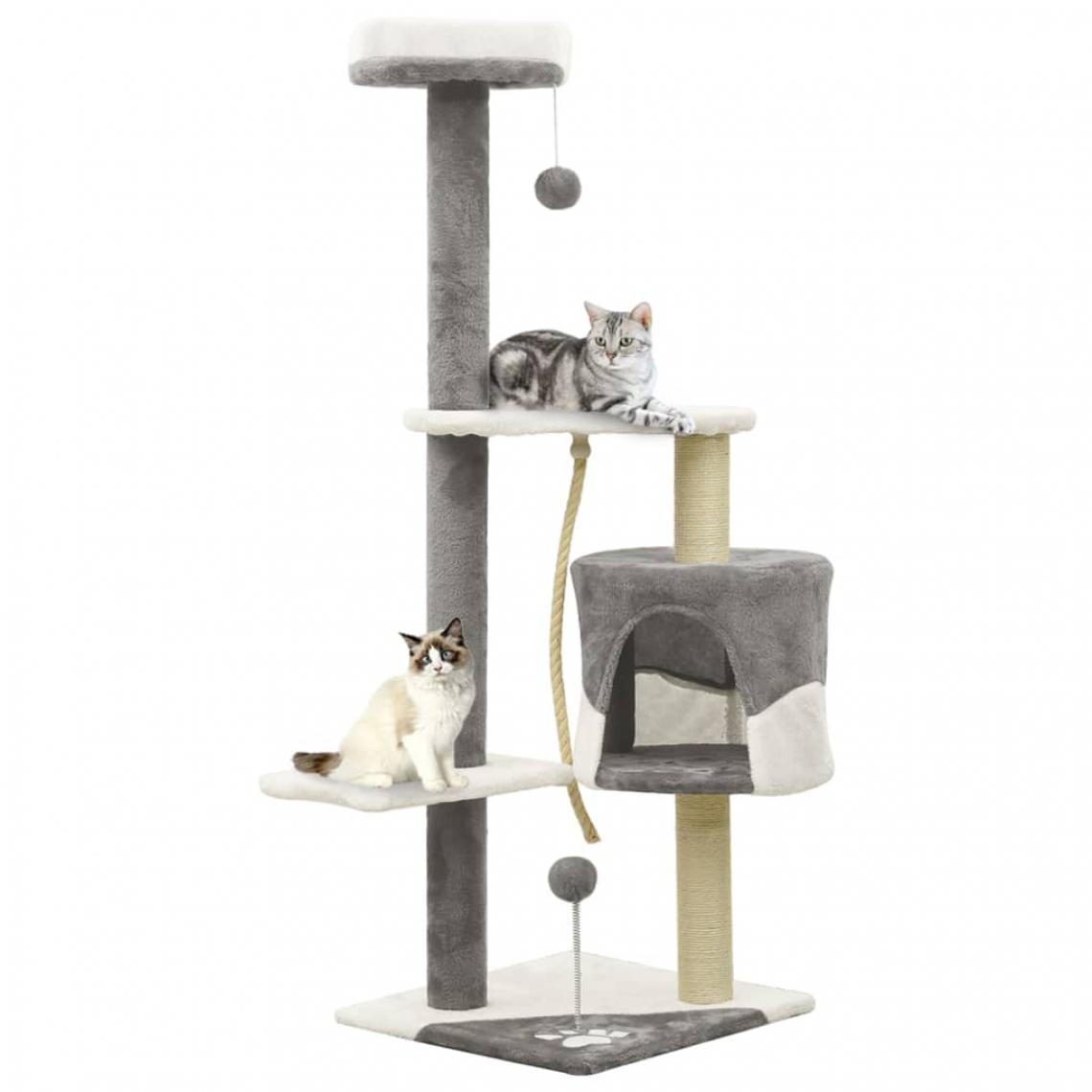 Vidaxl - vidaXL Arbre à chat avec griffoirs en sisal Gris et blanc 120 cm - Arbre à chat