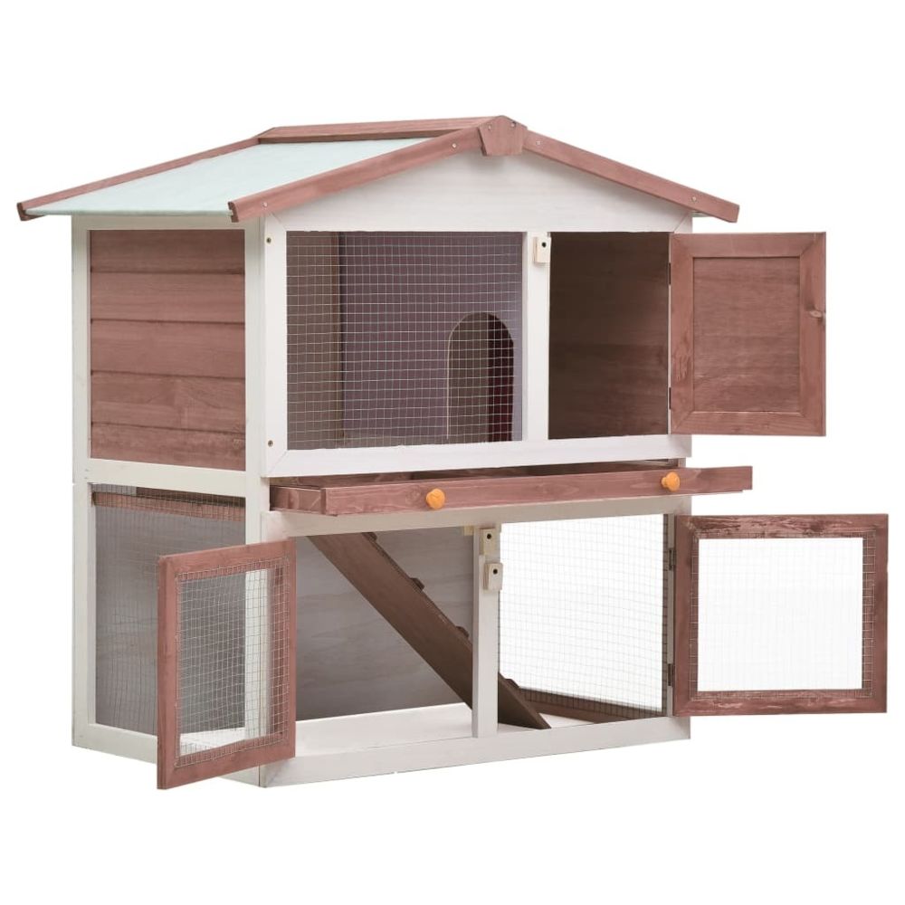 Icaverne - Icaverne - Abris et cages pour petits animaux serie Clapier d'extérieur 3 portes Marron Bois - Cage à oiseaux