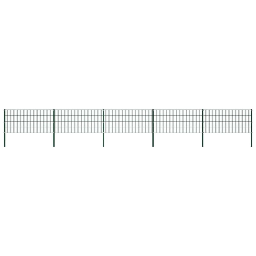 Vidaxl - vidaXL Panneau de clôture avec poteaux Fer 8,5 x 0,8 m Vert - Clôture en fer