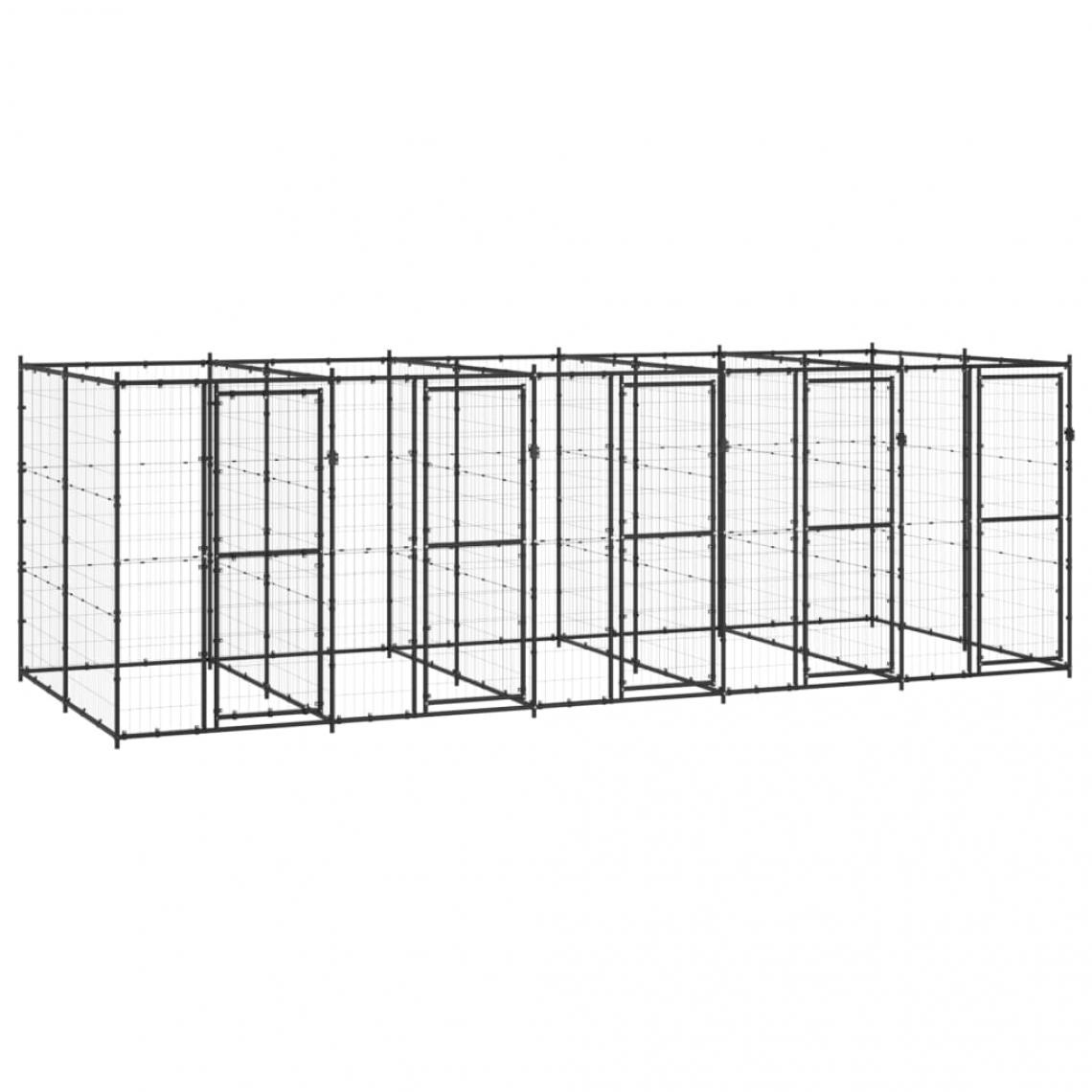 Helloshop26 - Chenil extérieur cage enclos parc animaux chien extérieur acier 12,1 m² 02_0000378 - Clôture pour chien