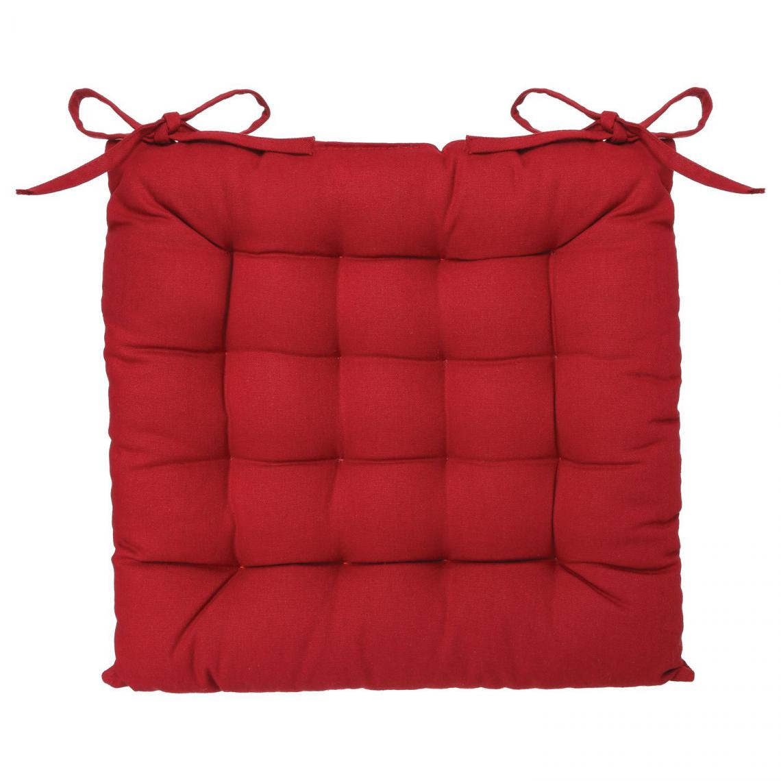 Mobea - Lot 2x Coussin de chaise carré - Long. 38 cm - Rouge - Coussins, galettes de jardin