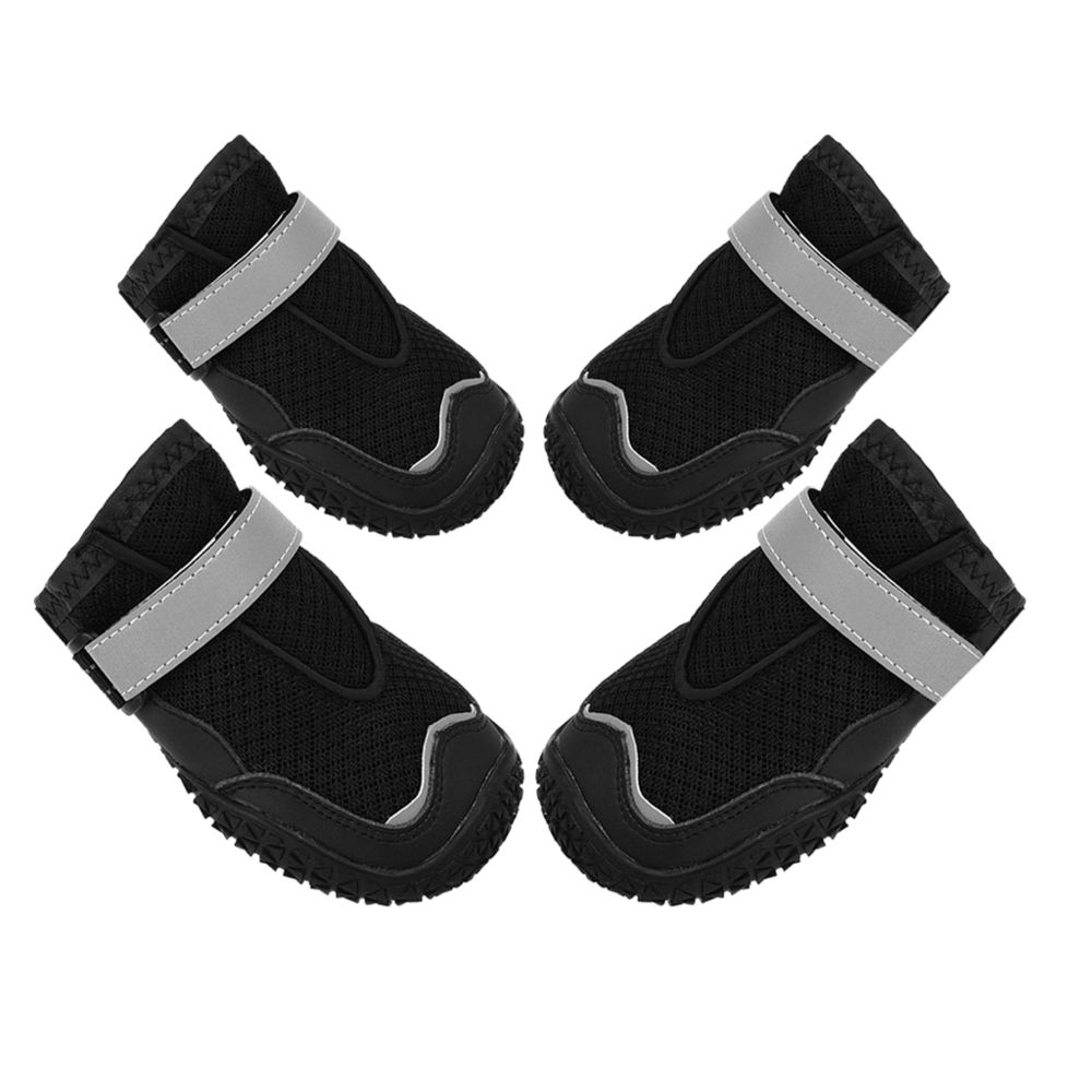 marque generique - 4 pièces respirant trou antidérapant chien chaussures patte protecteur bottes noir 8 # - Vêtement pour chien