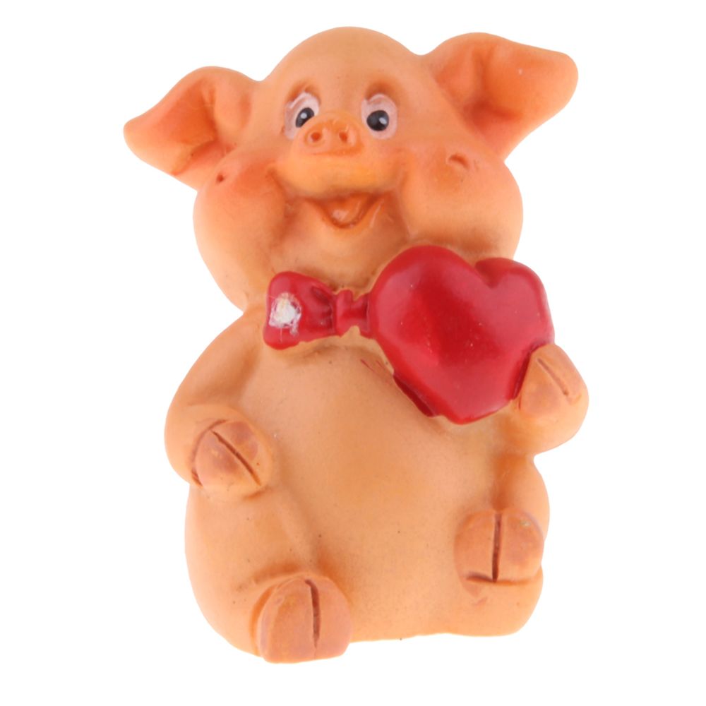 marque generique - résine cochon figurine fée jardin fournitures micro paysage coeur rouge - Petite déco d'exterieur