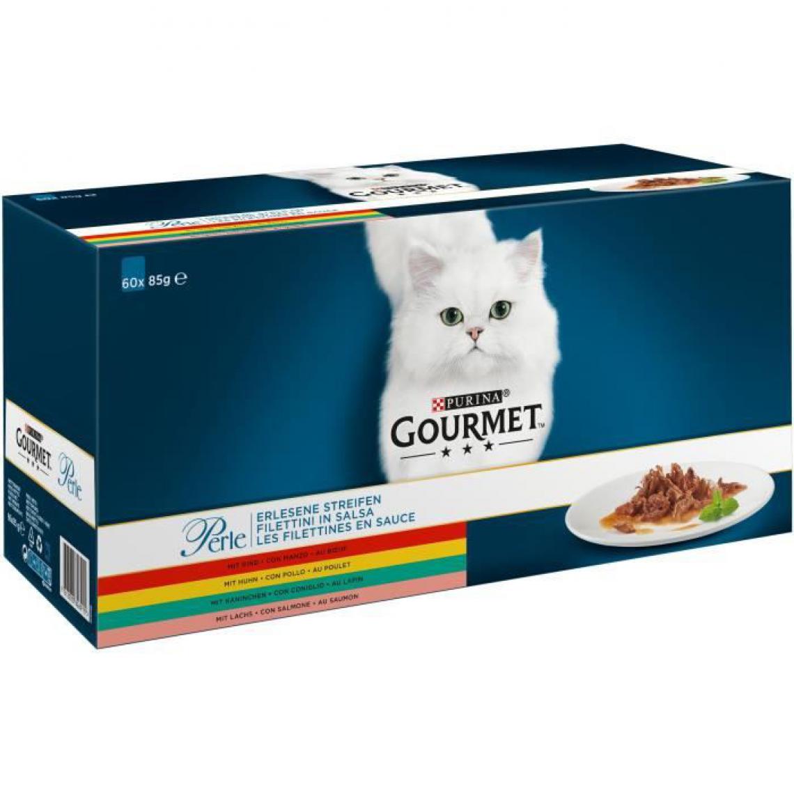 Gourmet - PERLE Les Filettines en Sauce Multivariétés 60x85g - Alimentation humide pour chat