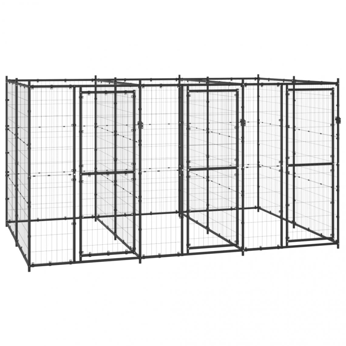 Helloshop26 - Chenil extérieur cage enclos parc animaux chien extérieur acier 7,26 m² 02_0000385 - Clôture pour chien