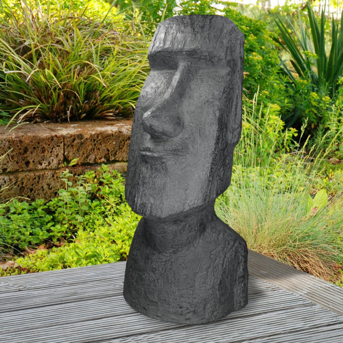 Ecd Germany - Sculpture statue pierre moulée lave île de Pâques figurine déco jardin - Petite déco d'exterieur