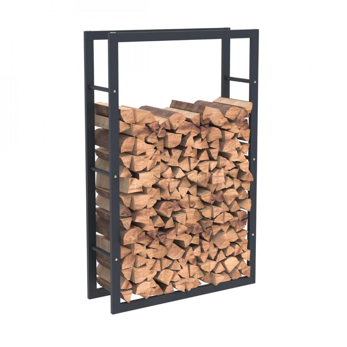 Bcelec - HHWPF0022 Rangement à bois en acier noir 125*80*25CM, rack pour bois de chauffage, range-bûches - Abris de jardin en bois
