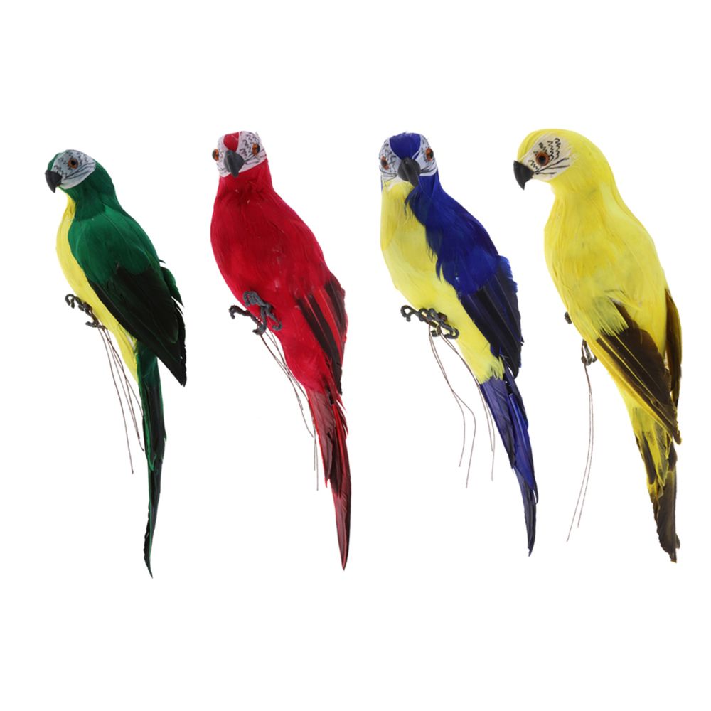 marque generique - 4x réaliste perroquet plume artificielle oiseau ornement animal figurine décor - Petite déco d'exterieur
